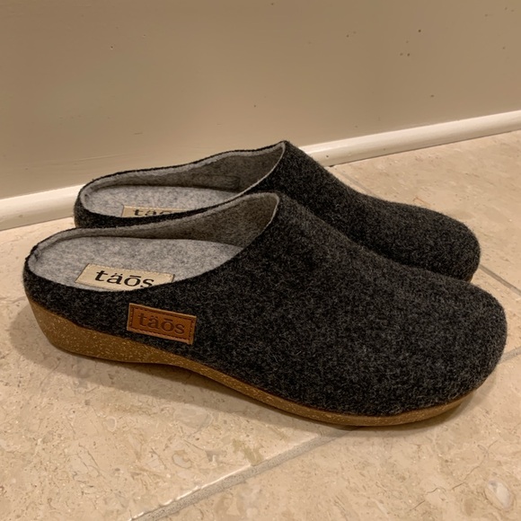 Taos Shoes - TAOS WOOLERY Women's MULE dark Gray CLOGS Cork Wool EU 41 US 10-10.5 Slip On
